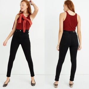 Madewell Tall 11" High Rise Skinny Jeans Lunar Wash Black Size 27T Stretch Denim